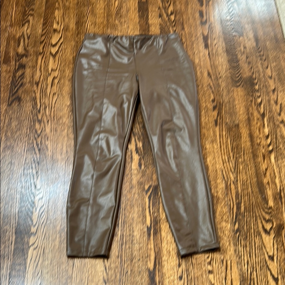 Brown Faux Leather Pants